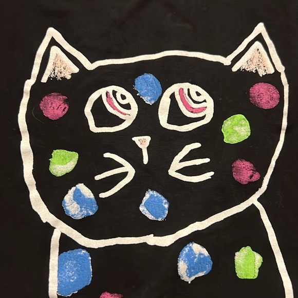 Zara Alicia Lunareta Artist graphic tee cat black sleeveless w/shoulder pads Lg - Picture 15 of 16